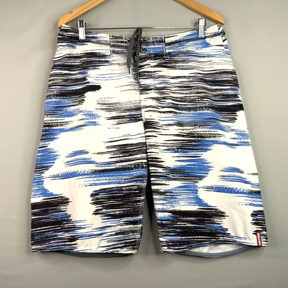 Tommy Bahama RELAX Board Shorts Swim Trunks White Blue Black Pattern - Picture 1 of 5